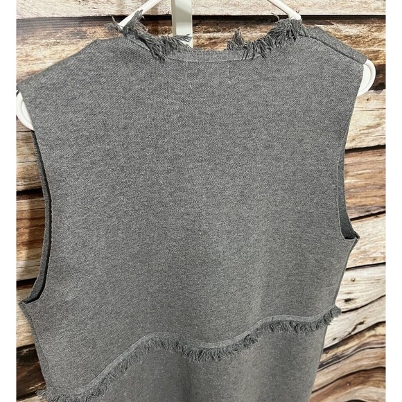 Joh Cashmere Grey Vest Cardigan Sweater With Fringe Trim Warm Medium New - Picture 6 of 10